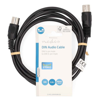 Nedis Din kabel | Nedis | 2 meter (Stereo, 5-pin) CAGL20000BK20 CAGP20000BK20 N010305001 - 3