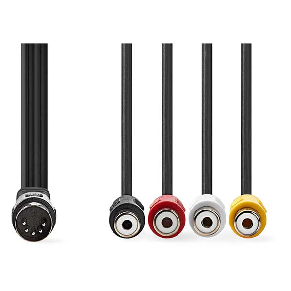 Nedis Din naar Tulp kabel | M ↔ V | Nedis | 20 cm (Stereo, 5 pins) CAGL20450BK02 CAGP20450BK02 N010411000 - 3