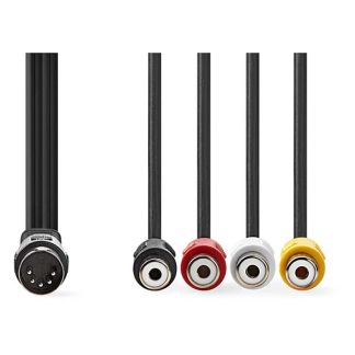 Nedis Din naar Tulp kabel | M ↔ V | Nedis | 20 cm (Stereo, 5 pins) CAGL20450BK02 CAGP20450BK02 N010411000 - 3