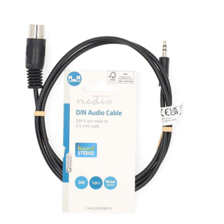 Nedis Din naar jack 3.5 mm kabel | Nedis | 1 meter (Stereo) CAGL20100BK10 CAGP20100BK10 N010305200 - 4