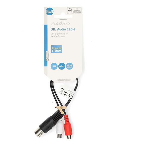 Nedis Din naar tulp kabel | M ↔ V | Nedis | 20 cm (Stereo, 5-pin) CAGL20250BK02 CAGP20250BK02 N010305100 - 4