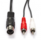 Din naar tulp kabel (m/m) | Nedis | 1 meter (Stereo, 5-pin)