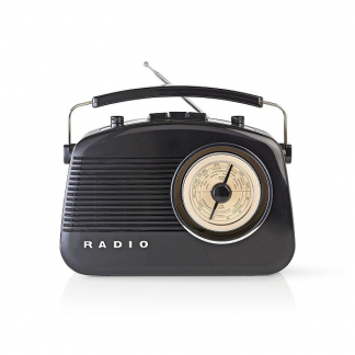 Nedis Draagbare retro AM/FM-radio - Nedis (Batterijen, Zwart) RDFM5000BK N010308004 - 