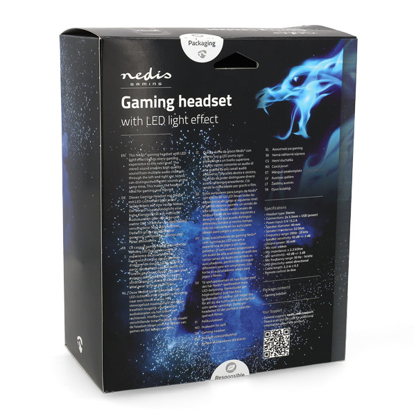 Nedis Gaming headset | Nedis | 2.2 meter (Bedraad, Jack 3.5 mm, Microfoon, led) GHST250BK K101504044 - 6