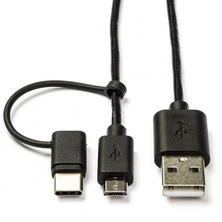 Nedis Google Pixel oplaadkabel | USB A ↔ USB C + Micro USB | 1 meter (USB 2.0, 480 Mbps, Zwart) CCGL60610BK10 CCGP60610BK10 J010214023 - 1