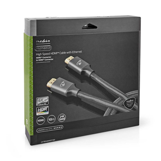 Nedis HDMI kabel 2.0 | Nedis | 10 meter (4K@30Hz, HDR, Nylon, Antraciet) CVTB34000GY100 K010101499 - 2