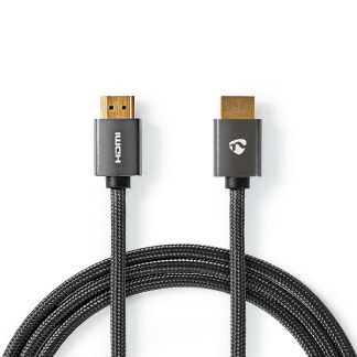 Nedis HDMI kabel 2.0 | Nedis | 2 meter (4K@60Hz, HDR, Nylon, Antraciet) CVTB34000GY20 K010101042 - 1