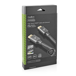 Nedis HDMI kabel 2.0 | Nedis | 2 meter (4K@60Hz, HDR, Nylon, Antraciet) CVTB34000GY20 K010101042 - 2