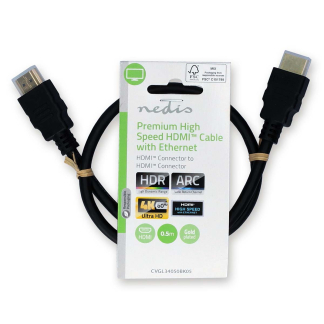 Nedis HDMI kabel 2.0b | Nedis | 0.5 meter (4K@60Hz, HDR, Zwart, Premium gecertificeerd) CVGL34050BK05 CVGP34050BK05 K010101468 - 2