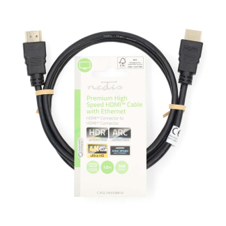 Nedis HDMI kabel 2.0b | Nedis | 1 meter (4K@60Hz, HDR, Zwart, Premium gecertificeerd) CVGL34050BK10 CVGP34050BK10 K010101469 - 2
