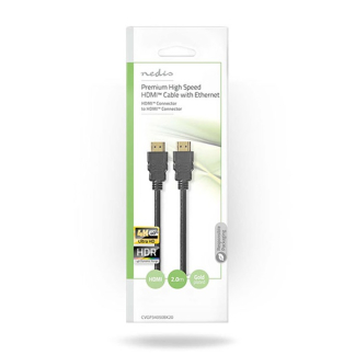 Nedis HDMI kabel 2.0b | Nedis | 2 meter (4K@60Hz, HDR, Zwart, Premium gecertificeerd) CVGL34050BK20 CVGP34050BK20 K010101471 - 2