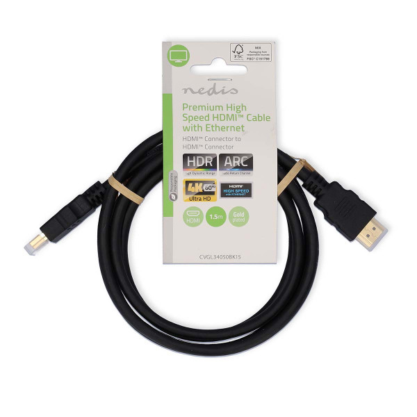 Nedis HDMI kabel 4K | Nedis | 1.5 meter (60Hz, HDR, Premium gecertificeerd) CVGL34050BK15 CVGP34050BK15 A010101470 - 2