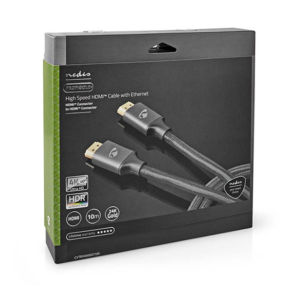 Nedis HDMI kabel 4K | Nedis | 10 meter (30Hz, Ethernet, HDR, Nylon, Antraciet) CVTB34000GY100 A010101499 - 2
