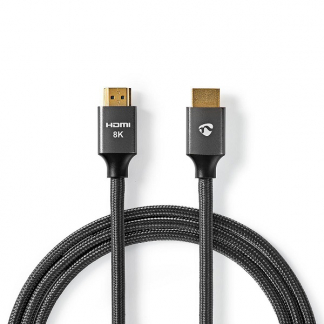 Nedis HDMI kabel 4K | Nedis | 1 meter (120Hz, 8K@60Hz, HDR, Nylon, Antraciet) CVTB35000GY10 A010101038 - 1