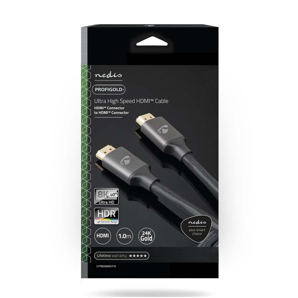 Nedis HDMI kabel 4K | Nedis | 1 meter (120Hz, 8K@60Hz, HDR, Nylon, Antraciet) CVTB35000GY10 A010101038 - 2