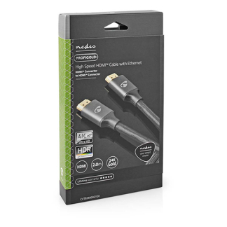 Nedis HDMI kabel 4K | Nedis | 2 meter (60Hz, Ethernet, HDR, Nylon, Antraciet) CVTB34000GY20 A010101042 - 2