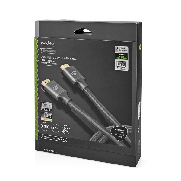 Nedis HDMI kabel 4K | Nedis | 3 meter (120Hz, 8K@60Hz, HDR, Donkergrijs) CVTB35000GY30 A010101053 - 3