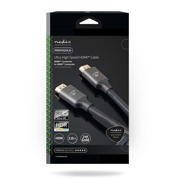Nedis HDMI kabel 8K | Nedis | 2 meter (60Hz, 4K@120Hz, HDR, Nylon, Antraciet) CVTB35000GY20 B010101039 - 2