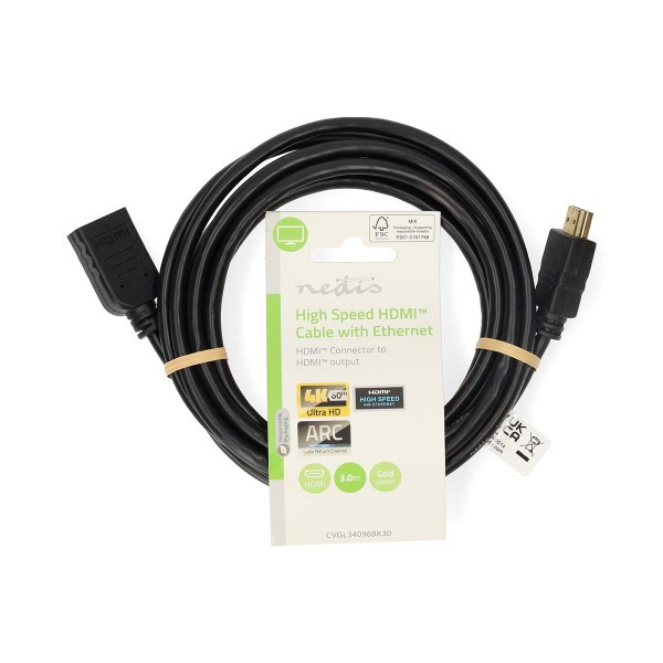 Nedis HDMI verlengkabel | Nedis | 3 meter (4K@60Hz, Verguld) CVGL34096BK30 K010108020 - 3