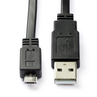 Nedis HTC oplaadkabel | Micro USB 2.0 | 1 meter (Plat, Zwart) CCGP60410BK10 G010201082 - 