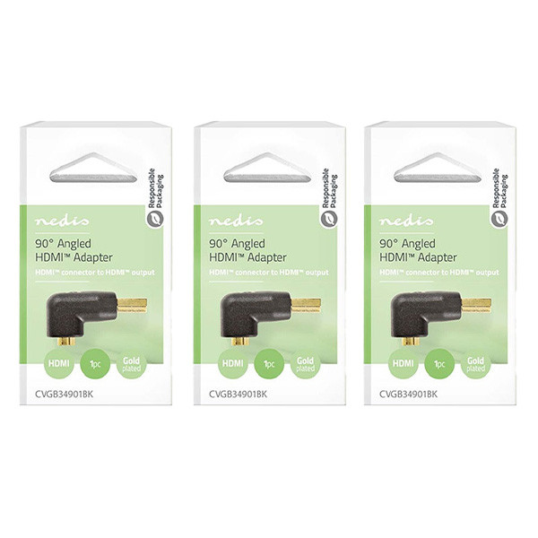 Nedis Haakse HDMI adapter | Nedis | 3 stuks (4K@30Hz, 90°, Verguld)  V050100005 - 2