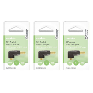 Nedis Haakse HDMI adapter | Nedis | 3 stuks (4K@30Hz, 90°, Verguld)  V050100005 - 2
