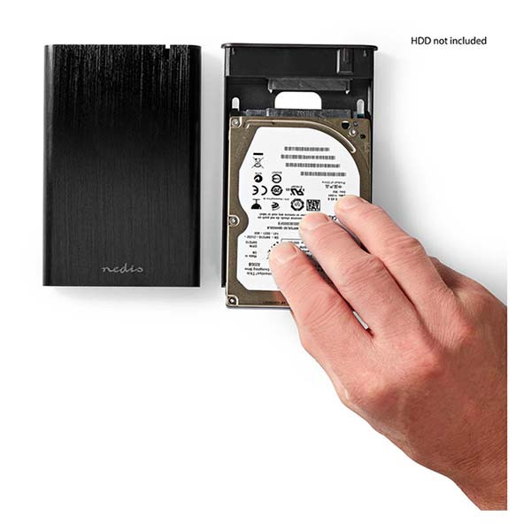 Nedis Harde schijf behuizing | Nedis | 2.5 inch (USB 3.0, SATA III, Aluminium) HDDE25410BK K010213116 - 4
