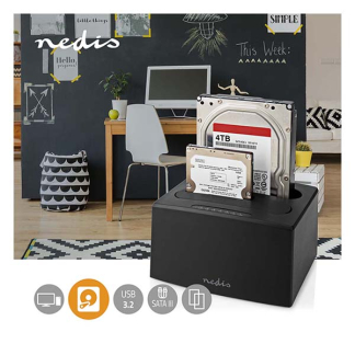 Nedis Harde schijf docking station | Nedis | 2x 2.5 en 3.5 (USB 3.0, S-ATA III, Kloonfunctie) HDDUDB3210BK K010213118 - 9