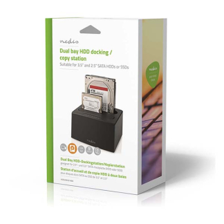 Nedis Harde schijf docking station | Nedis | 2x 2.5 en 3.5 (USB 3.0, S-ATA III, Kloonfunctie) HDDUDB3210BK K010213118 - 8