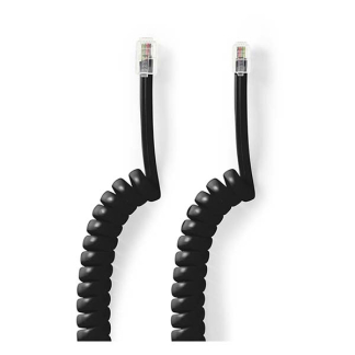 Nedis Headset RJ10 gedraaide kabel - Nedis - 2 meter (Zwart) TCGB90100BK20 TCGP90100BK20 N011007016 - 2