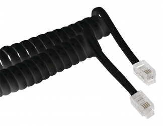 Nedis Headset RJ10 gedraaide kabel - Nedis - 5 meter (Zwart) TCGP90100BK50 N011007017 - 