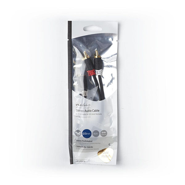 Nedis Jack 3.5 mm naar tulp kabel | V ↔ M | Nedis | 0.2 meter (Stereo, Verguld, 100% koper) CABP22255AT02 CABW22255AT02 K010412072 - 3