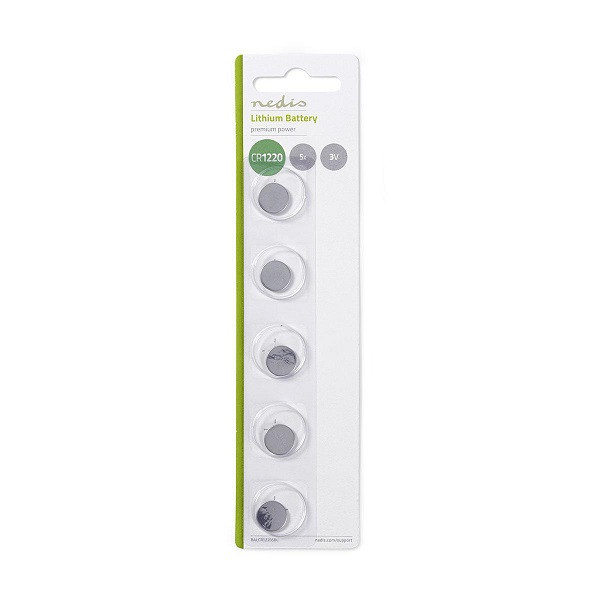 Nedis Knoopcel batterij CR1220 - Nedis - 5 stuks (Lithium, 3 V) BALCR12205BL N105005034 - 1