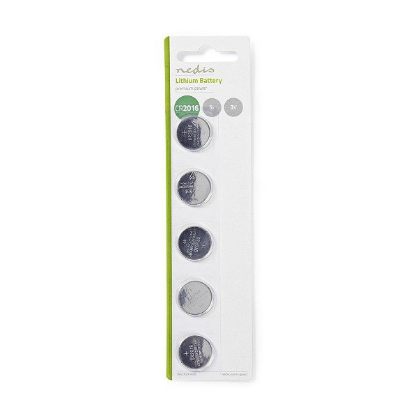 Nedis Knoopcel batterij CR2016 - Nedis - 5 stuks (Lithium, 3 V) BALCR20165BL N105005030 - 1