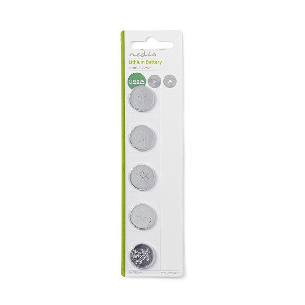 Nedis Knoopcel batterij CR2025 - Nedis - 5 stuks (Lithium, 3 V) BALCR20255BL N105005027 - 1