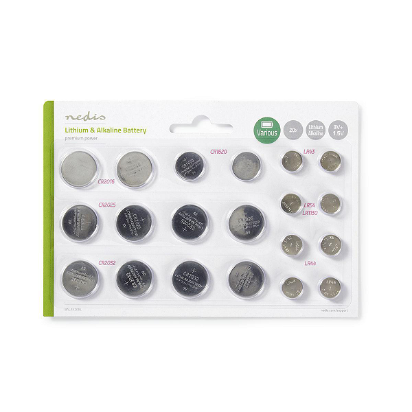 Nedis Knoopcel batterij multiverpakking | Nedis | 20 stuks (Alkaline & Lithium 1.5 V & 3 V) BALAK20BL K105005215 - 1