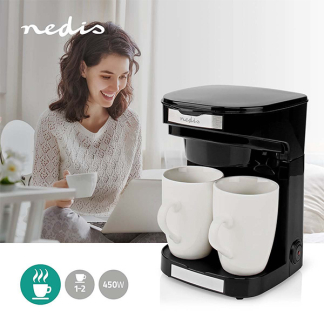 Nedis Koffiezetapparaat | Nedis (2-Kops, Herbruikbaar filter, Incl. kopjes) KACM140EBK K170108121 - 6