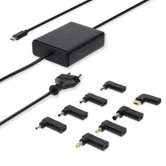 Nedis Laptop adapter | Nedis | 100W (Eurostekker, USB C met 8 extra power tips, GaN, Power Delivery) NBAU100110BK K020610053 - 1
