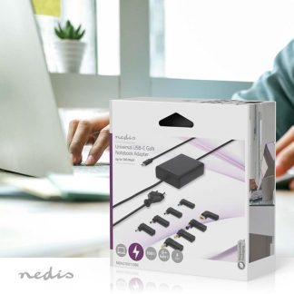 Nedis Laptop adapter | Nedis | 100W (Eurostekker, USB C met 8 extra power tips, GaN, Power Delivery) NBAU100110BK K020610053 - 5