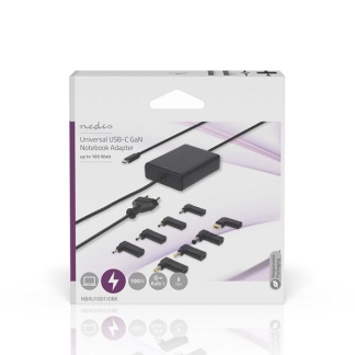 Nedis Laptop adapter | Nedis | 100W (Eurostekker, USB C met 8 extra power tips, GaN, Power Delivery) NBAU100110BK K020610053 - 2