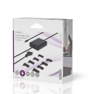 Nedis Laptop adapter | Nedis | 100W (Eurostekker, USB C met 8 extra power tips, GaN, Power Delivery) NBAU100110BK K020610053 - 3