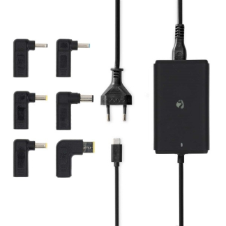 Nedis Laptop adapter | Nedis | 45W (Eurostekker, USB C met 6 extra power tips, GaN, Power Delivery) NBAU65110BK K010214349 - 2