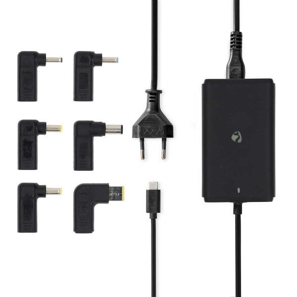 Nedis Laptop adapter | Nedis | 65W (Eurostekker, USB C met 6 extra power tips, GaN, Power Delivery) NBAU65110BK K010214349 - 2