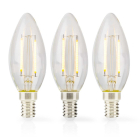 Led lamp E14 | Kaars | Nedis | 3 stuks (4.5W, 470lm, 2700K, Dimbaar)