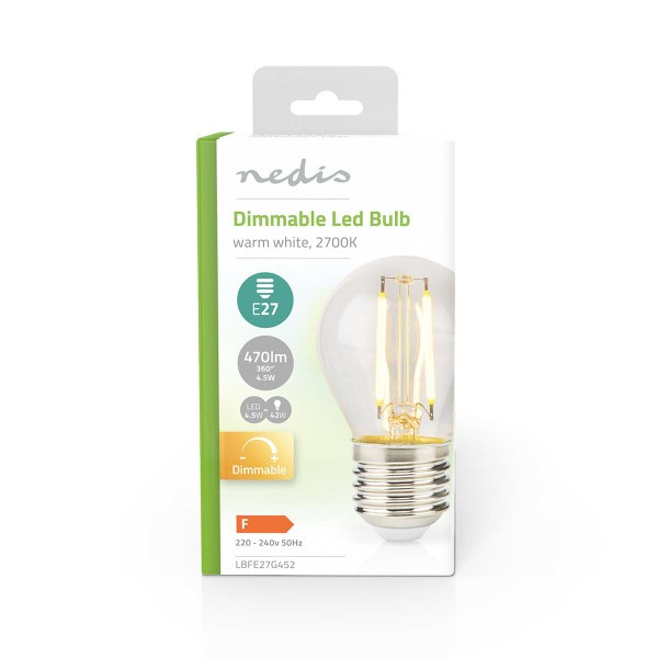 Nedis Led lamp E27 | Kogel | Nedis (4.5W, 470lm, 2700K, Dimbaar) LBFE27G452 K170203744 - 3
