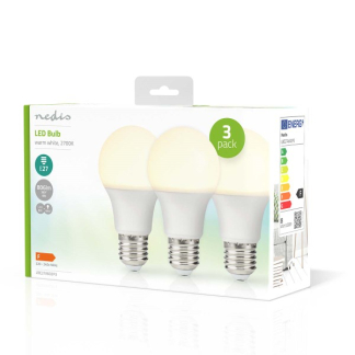 Nedis Led lamp E27 | Peer | Nedis | 3 stuks (8.5W, 806lm, 2700K) LBE27A602P3 K170203721 - 3