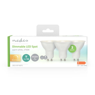 Nedis Led spot GU10 | Nedis | 3 stuks (4.5W, 345lm, 2700K. Dimbaar) LBGU10P166P3 K170203754 - 3