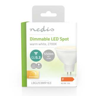 Nedis Led spot GU5.3 | Nedis (6.5W, 550lm, 2700K, Dimbaar) LBGU53MR163 K170203758 - 3