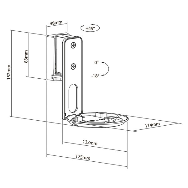 Nedis Luidspreker muurbeugel | Nedis | Max. 3 kg (Geschikt voor Sonos Era 100, Draai- en kantelbaar, ABS/Metaal, Zwart) SPMT5800BK K101501166 - 7