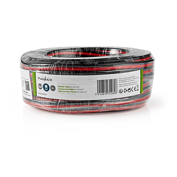 Nedis Luidsprekerkabel op rol | 25 meter (2.5 mm², Zwart) CAGW2500BK250 K010308552 - 2